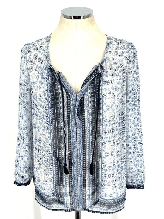 Lucky Brand Tops - Lucky Brand Top Sz S Bohemian Print Floral Peasant Tunic Top Shirt Sheer